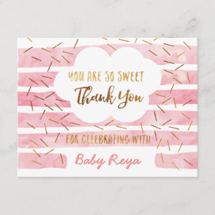 Pink & Gold Baby Sprinkle Thank You Cards