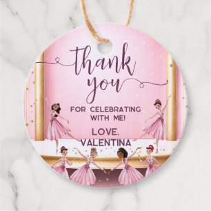 Pink & Gold Ballet Stage Ballerina Thank You Favour Tags
