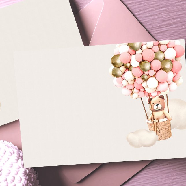 Pink Gold Bear Balloons Blank Enclosure Card (Creator Uploaded)