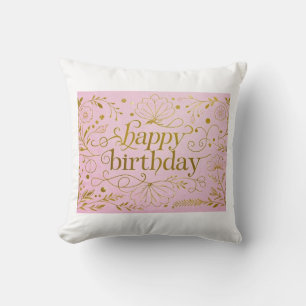 Pink Gold birthday luxurious elegant extravagant Cushion
