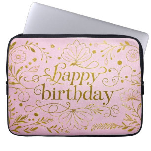 Pink Gold birthday luxurious elegant extravagant  Laptop Sleeve