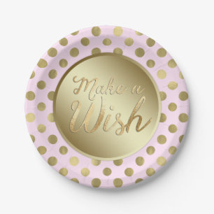 Pink Gold Birthday Party Paper Plate