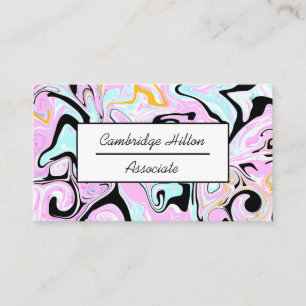 Pink, Gold, Black and Blue Marble Swirls Business Card