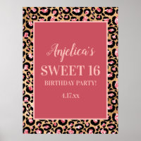 Pink Gold Black Leopard Print Girl's Sweet 16