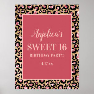 Pink Gold Black Leopard Print Girl's Sweet 16