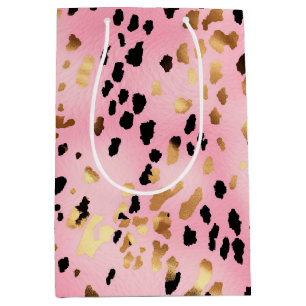 Pink Gold Black Leopard Print Medium Gift Bag