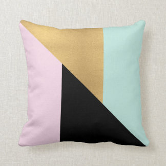 Pink Gold Black & Teal Modern Throw Pillow