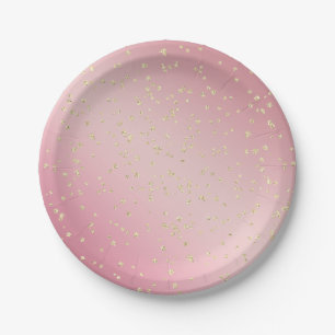 Pink Gold Bling Birthday Party Paper Plate