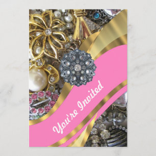 Pink & gold bling invitation