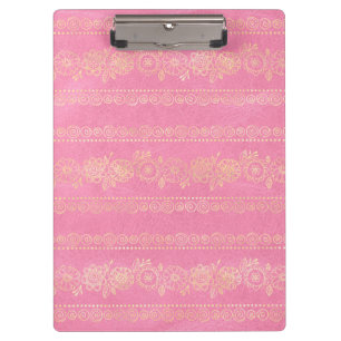 Pink & Gold Bohemian Unicorn Pattern Clipboard
