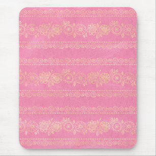 Pink & Gold Bohemian Unicorn Pattern Mouse Pad