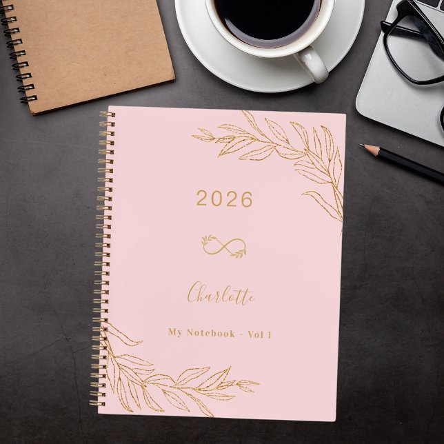 Pink gold botanical foliage elegant notebook (Creator Uploaded)
