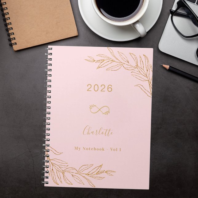 Pink gold botanical foliage elegant notebook (Creator Uploaded)