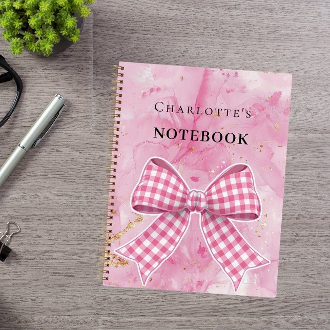 Pink gold bow notebook (Creator Uploaded)