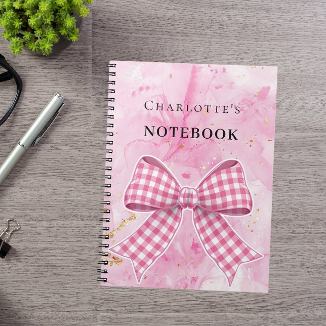 Pink gold bow notebook (Creator Uploaded)