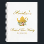 Pink Gold Bridal Shower Tea Party Gift List Notebook<br><div class="desc">Watercolor Floral Pink and Gold Bridal Shower Tea Party Gift List Notebook</div>