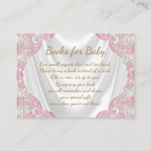 Pink Gold Bring a Book Baby Shower Cards