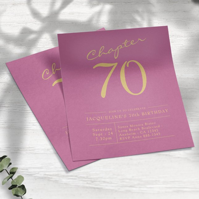 Pink Gold Budget 70th Birthday Invitation Flyer (Creator Uploaded)