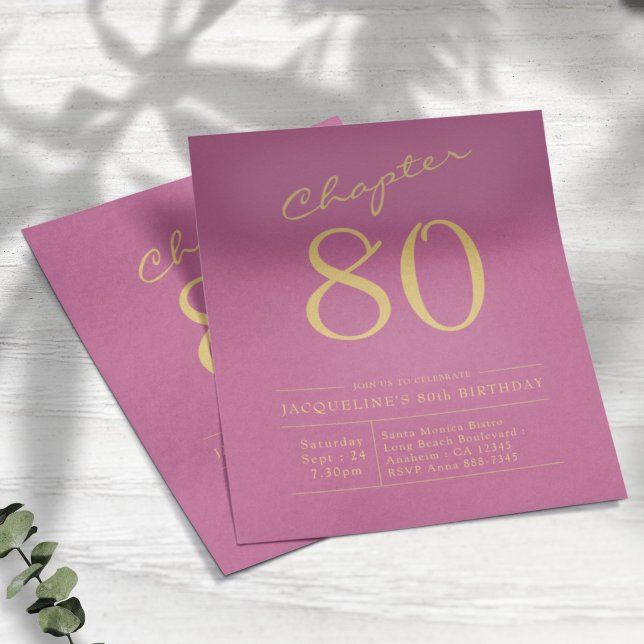 Pink Gold Budget 80th Birthday Invitation Flyer (Creator Uploaded)