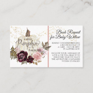 Pink Gold Burgundy Floral Pumpkin Wood Books Business Card