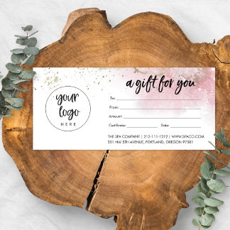 Pink Gold Business Gift Certificate With Logo