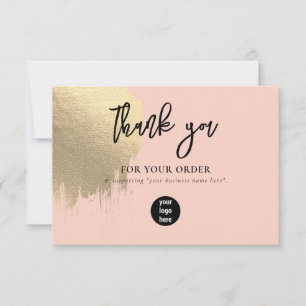 Pink Gold Business Thank You Logo Social Media
