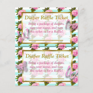 Pink & Gold Butterfly Baby Shower Diaper Raffle Flyer