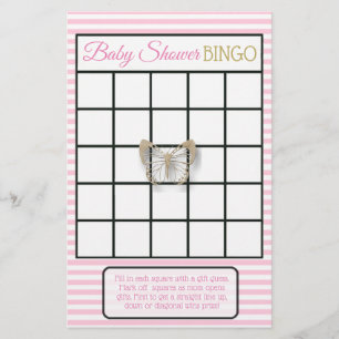 Pink & Gold Butterfly Baby Shower Games Flyer
