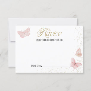 Pink Gold Butterfly Bridal Shower Advice Cards