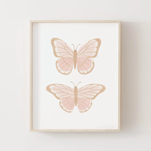 Pink Gold Butterfly Girls Room Decor