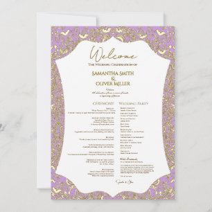 Pink Gold Butterfly Wedding Program