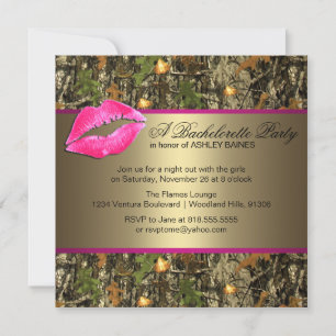 Pink & Gold Camo Bachelorette Party Invitations