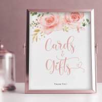 Pink & Gold Cards & Gifts Sign