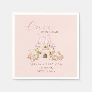 Pink Gold Castle Princess Baby Shower Napkin