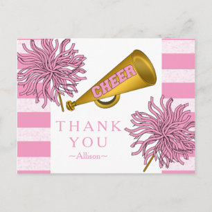 Pink   Gold Cheer Cheerleader Girl Birthday Party Postcard