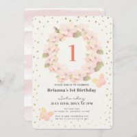 Pink & Gold Cherry Blossom Girl 1st Birthday