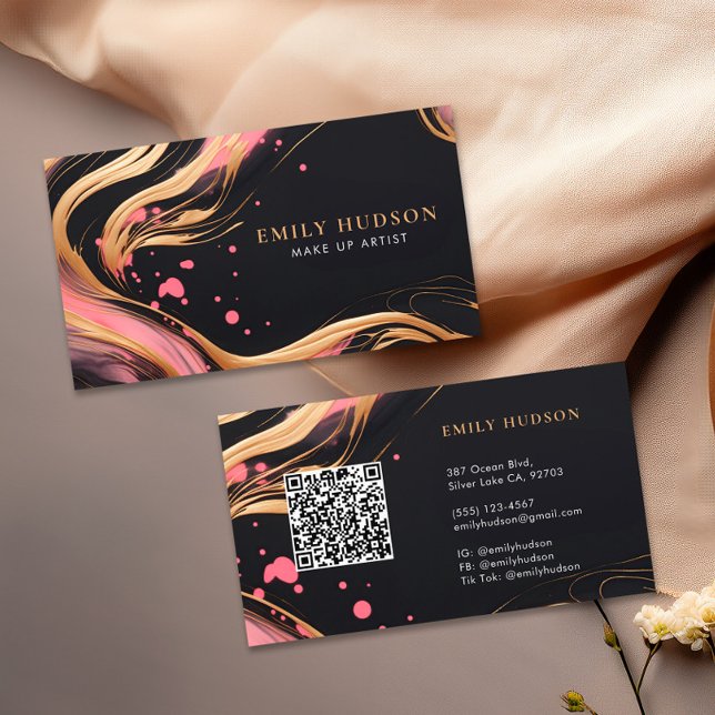 Pink Gold Chic Fashion QR Code Business Card (Creator Uploaded)