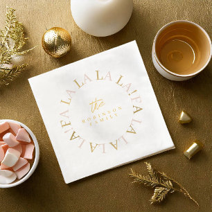 Pink Gold Christmas Fa La La ID1009 Napkin