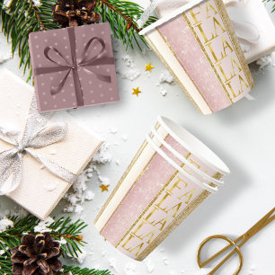 Pink Gold Christmas Fa La La Pattern#27 ID1009 Paper Cups