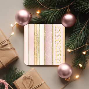 Pink Gold Christmas Fa La La Pattern#27 ID1009 Square Paper Coaster