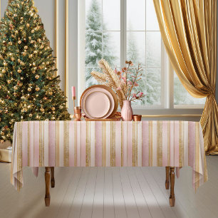 Pink Gold Christmas Fa La La Pattern#27 ID1009 Tablecloth
