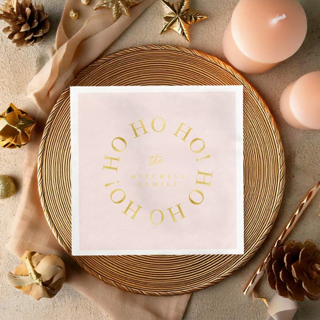 Pink Gold Christmas Ho Ho Ho ID1009 Napkin (Creator Uploaded)