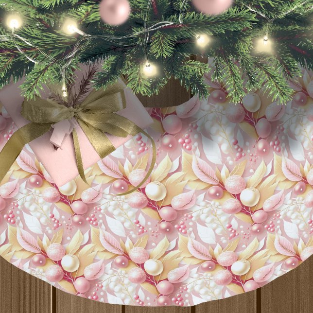 Pink Gold Christmas Merry Pattern#17 ID1009 Brushed Polyester Tree Skirt (Creator Uploaded)
