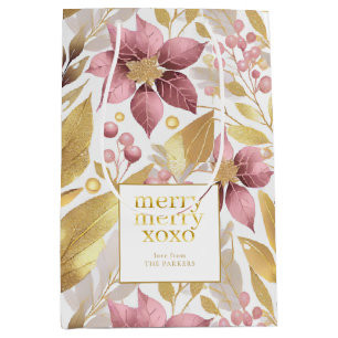 Pink Gold Christmas Merry Pattern#21 ID1009 Medium Gift Bag
