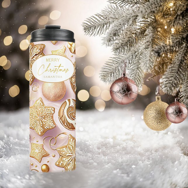 Pink Gold Christmas Pattern#12 ID1009 Thermal Tumbler (Creator Uploaded)