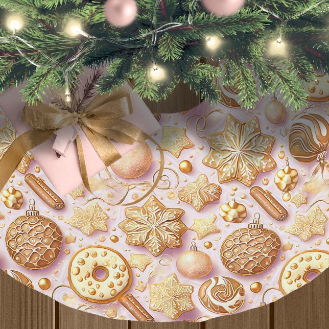 Pink Gold Christmas Pattern#12 ID1009 Wrapping Brushed Polyester Tree Skirt (Creator Uploaded)