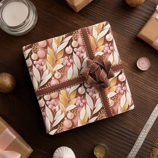 Pink Gold Christmas Pattern#22 ID1009 Wrapping Paper (Creator Uploaded)