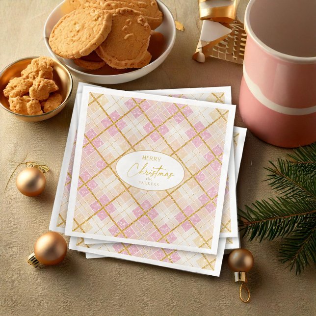 Pink Gold Christmas Pattern#28 ID1009 Napkin (Creator Uploaded)