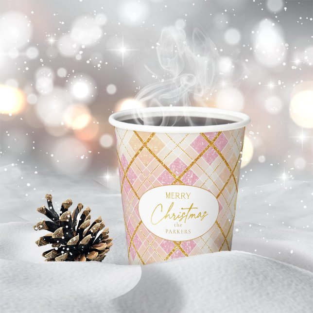 Pink Gold Christmas Pattern#28 ID1009 Paper Cups (Creator Uploaded)