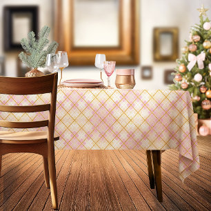 Pink Gold Christmas Pattern#28 ID1009 Tablecloth